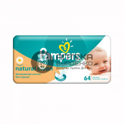 Фото товара Памперс (pampers) салфетки влажные natural clean 2*64 шт. смен.блок