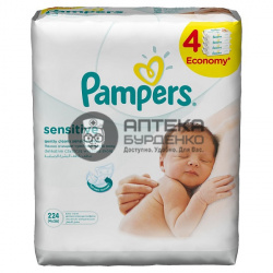 Фото товара Памперс (pampers) салфетки влажные сенситив 2*56 шт. смен.блок