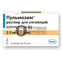 Фото товара Пульмозим раствор для ингаляций 1мг/мл 2,5мл № 6